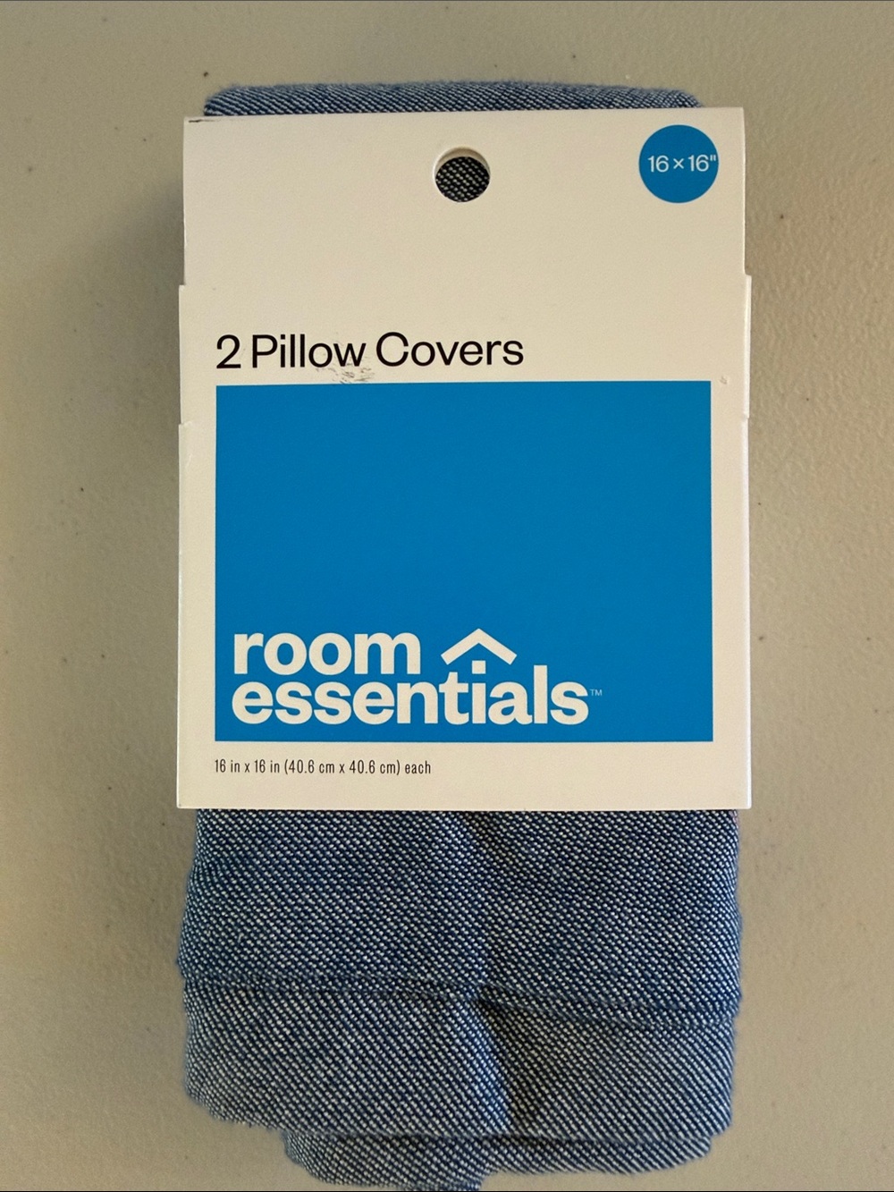 Room Essentials Denim-Style Blue 2-Pack Pillow Covers